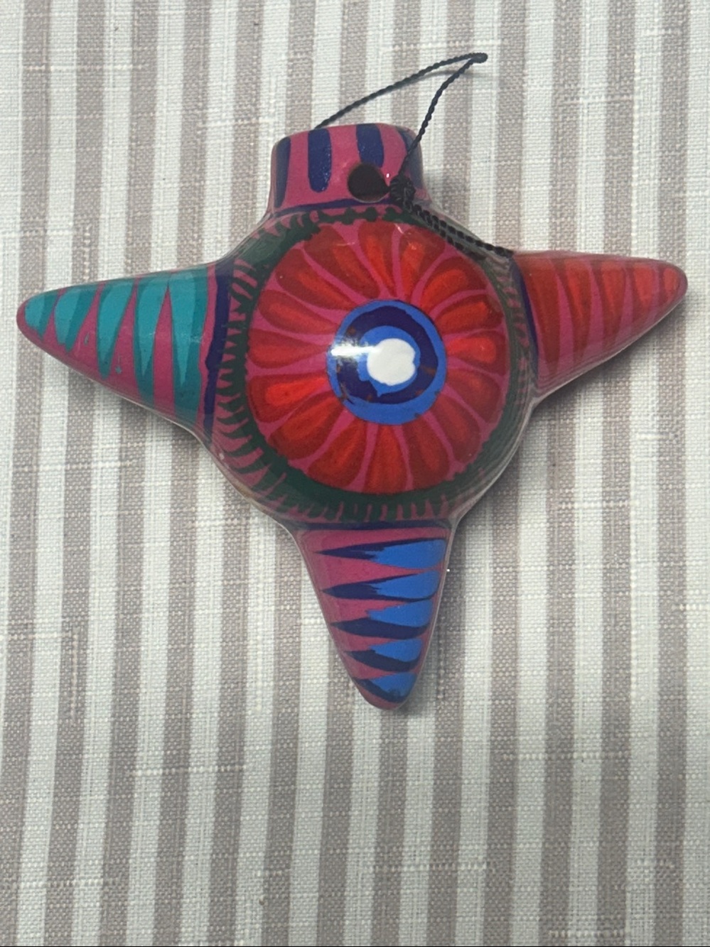 Hand-Painted Colorful Star Bird Ornament - Multicolor